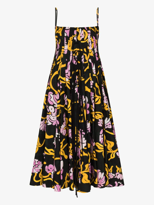Floral Print Cotton Midi Dress