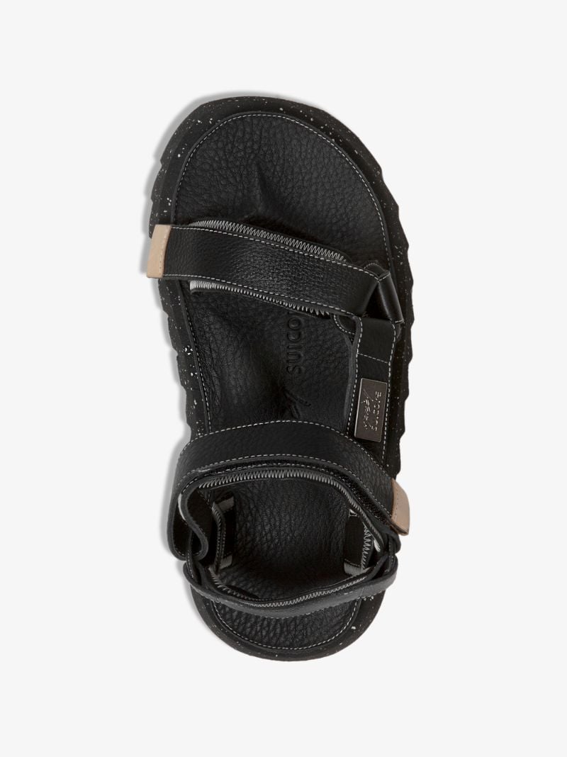 X Suicoke Black Depa-cab Leather Sandals