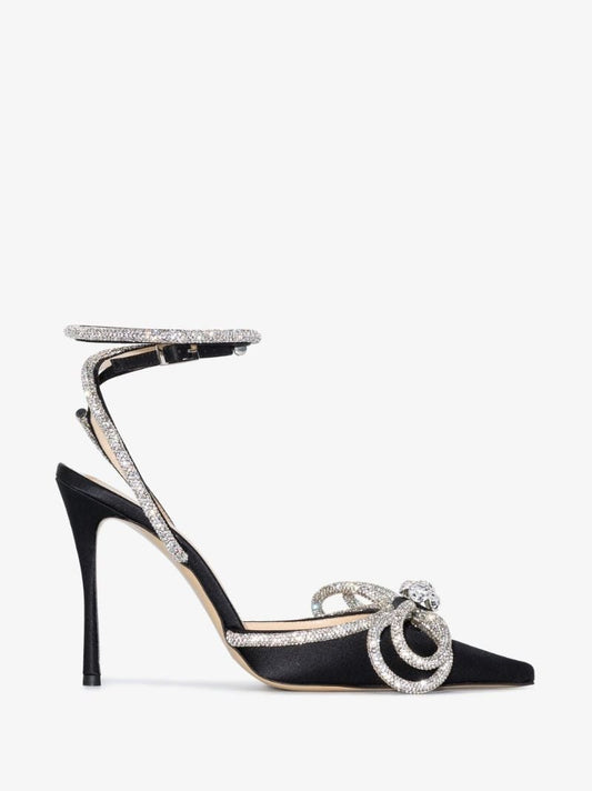Black Double Bow 115mm Pumps