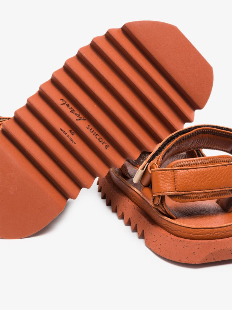 X Suicoke Brick Red Depa-cab Leather Sandals
