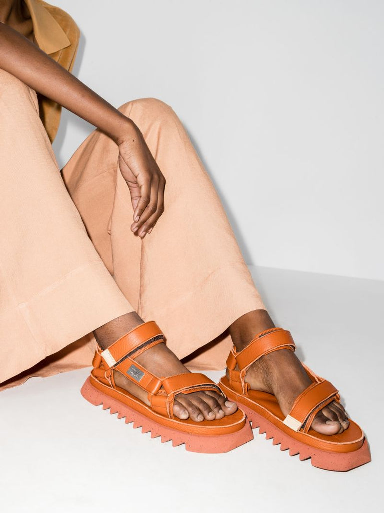 X Suicoke Brick Red Depa-cab Leather Sandals