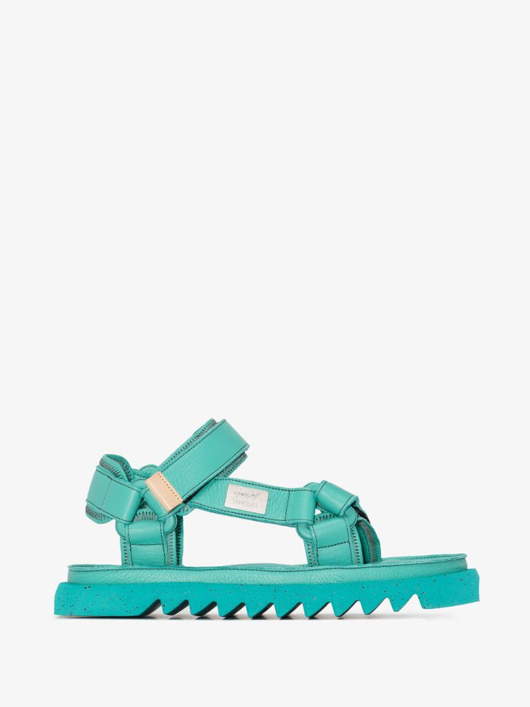 X Suicoke Green Depa-cab Leather Sandals