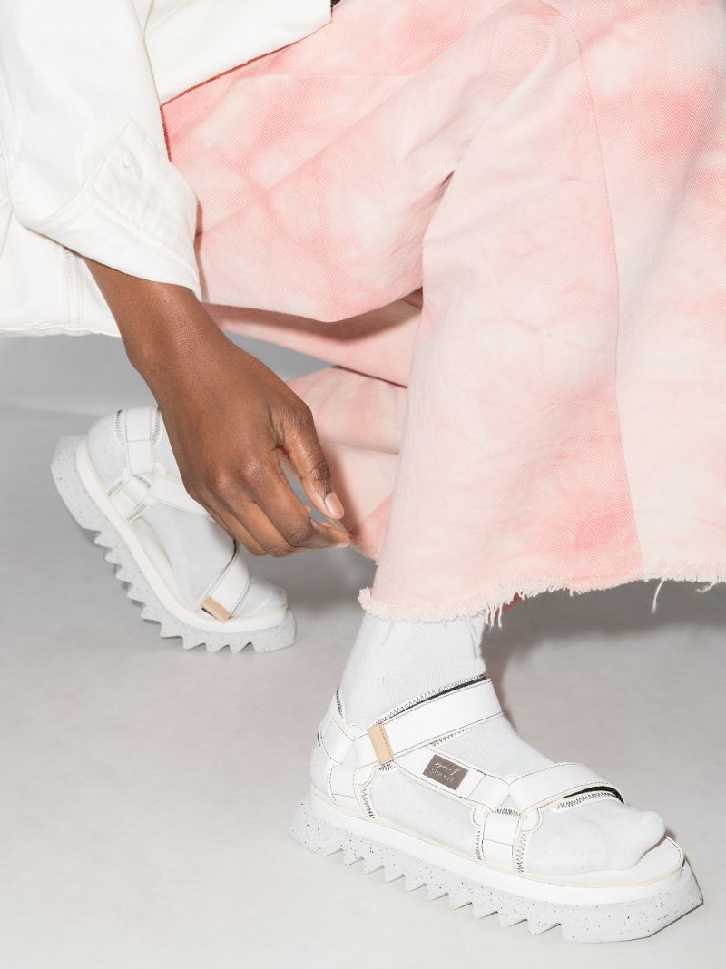 X Suicoke White Depa-cab Leather Sandals