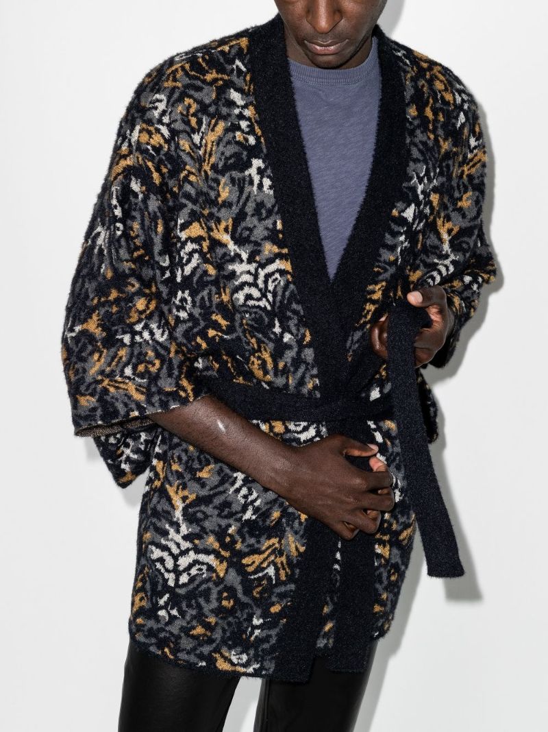 Abstract Tiger Jacquard Knitted Kimono Jacket