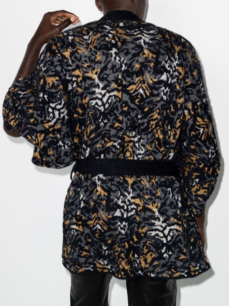 Abstract Tiger Jacquard Knitted Kimono Jacket