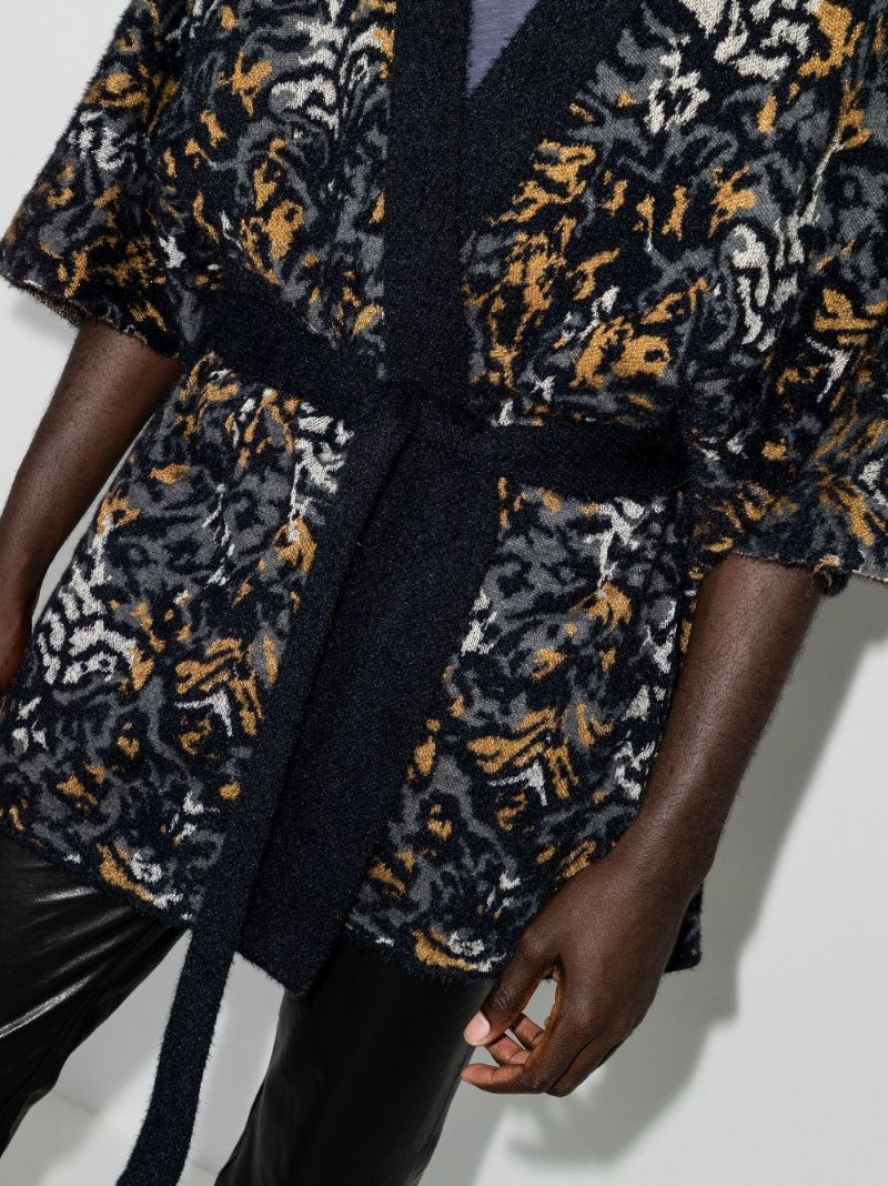Abstract Tiger Jacquard Knitted Kimono Jacket
