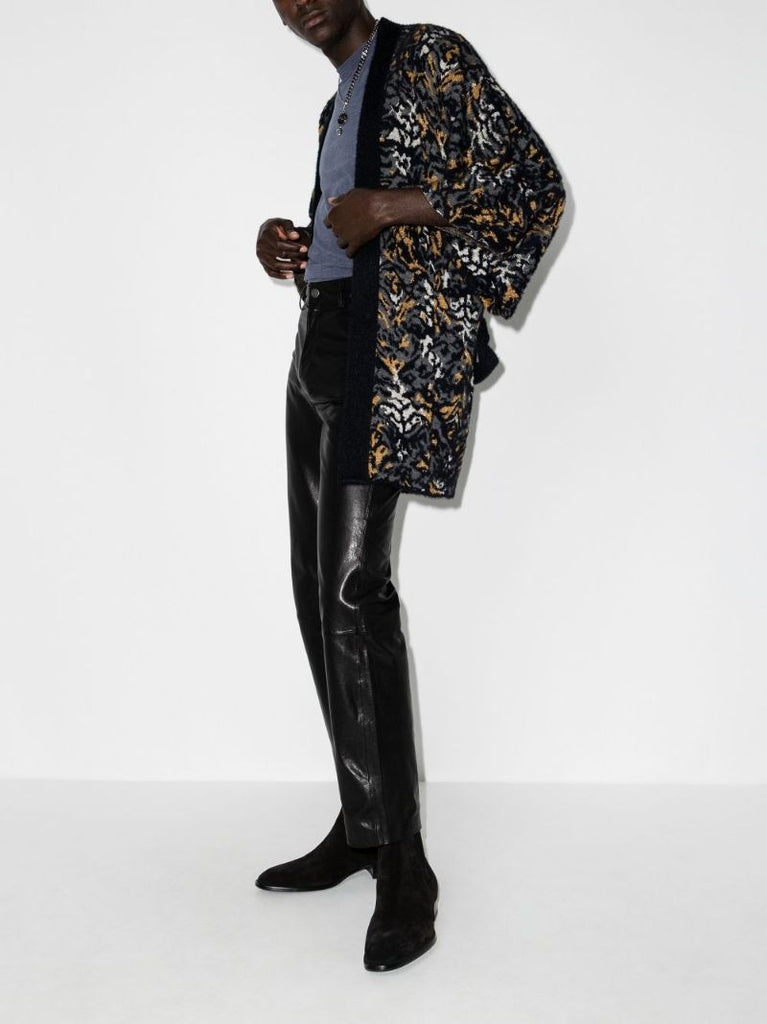 Abstract Tiger Jacquard Knitted Kimono Jacket