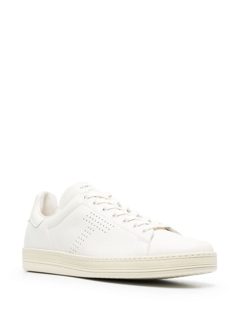White Perforated Leather Sneakers