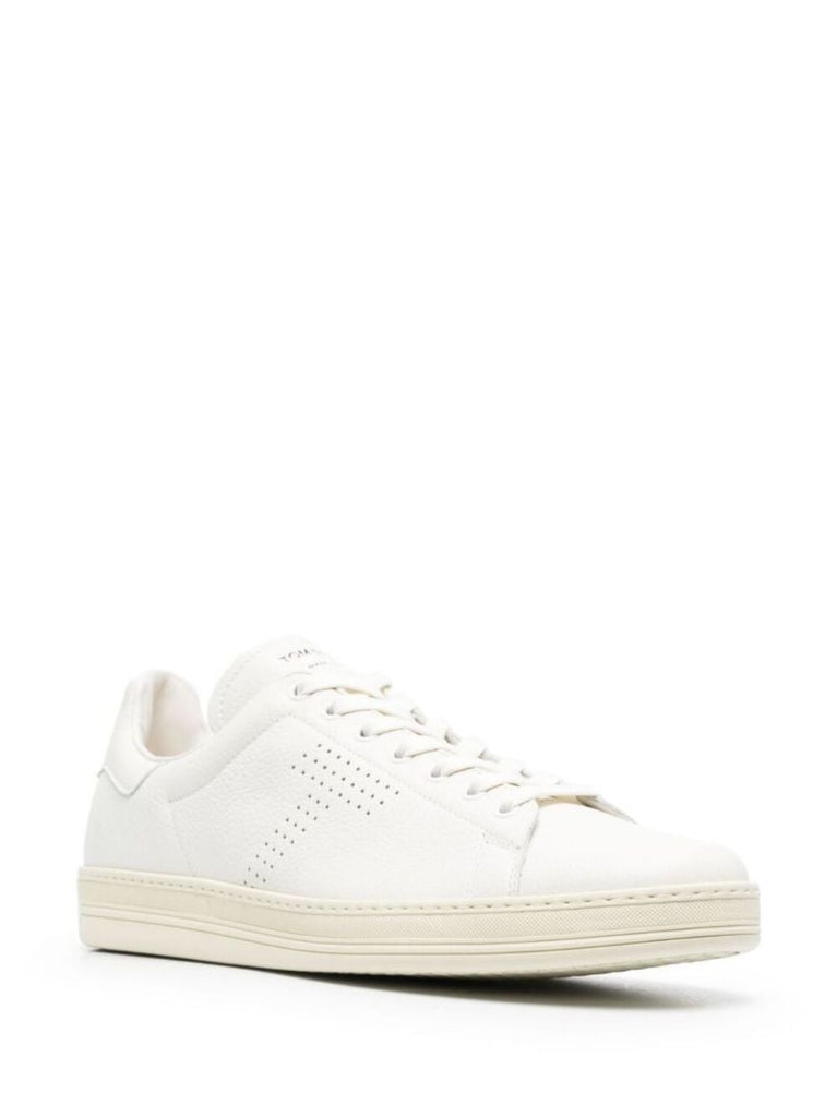 White Perforated Leather Sneakers