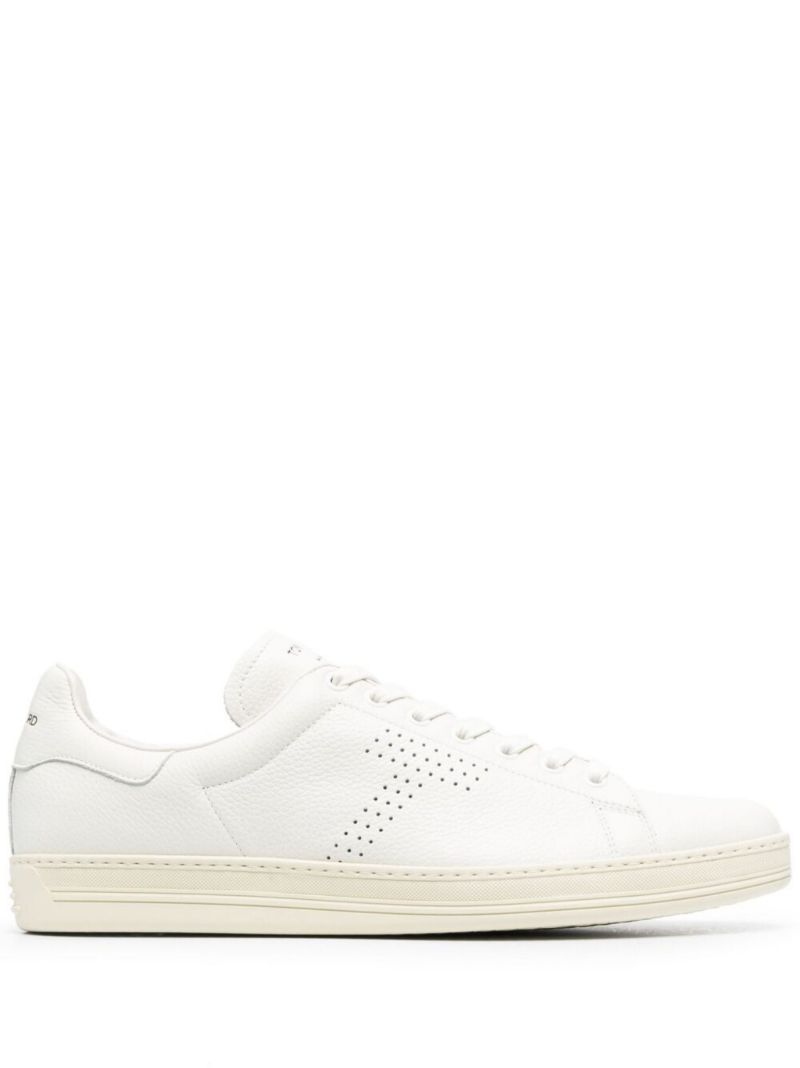 White Perforated Leather Sneakers