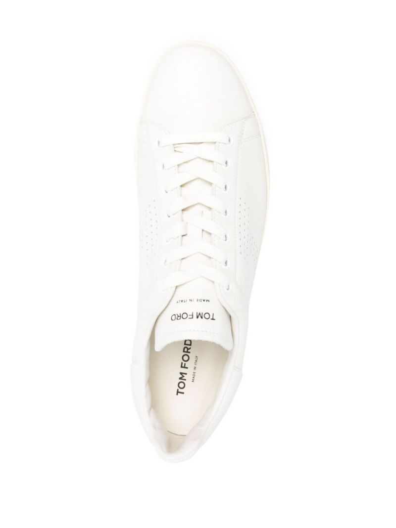 White Perforated Leather Sneakers