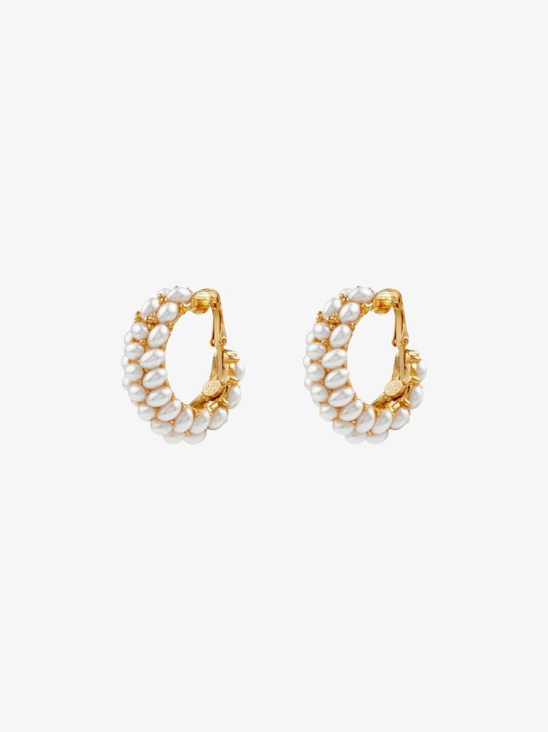 Gold-plated Cabachon Pearl Hoop Earrings