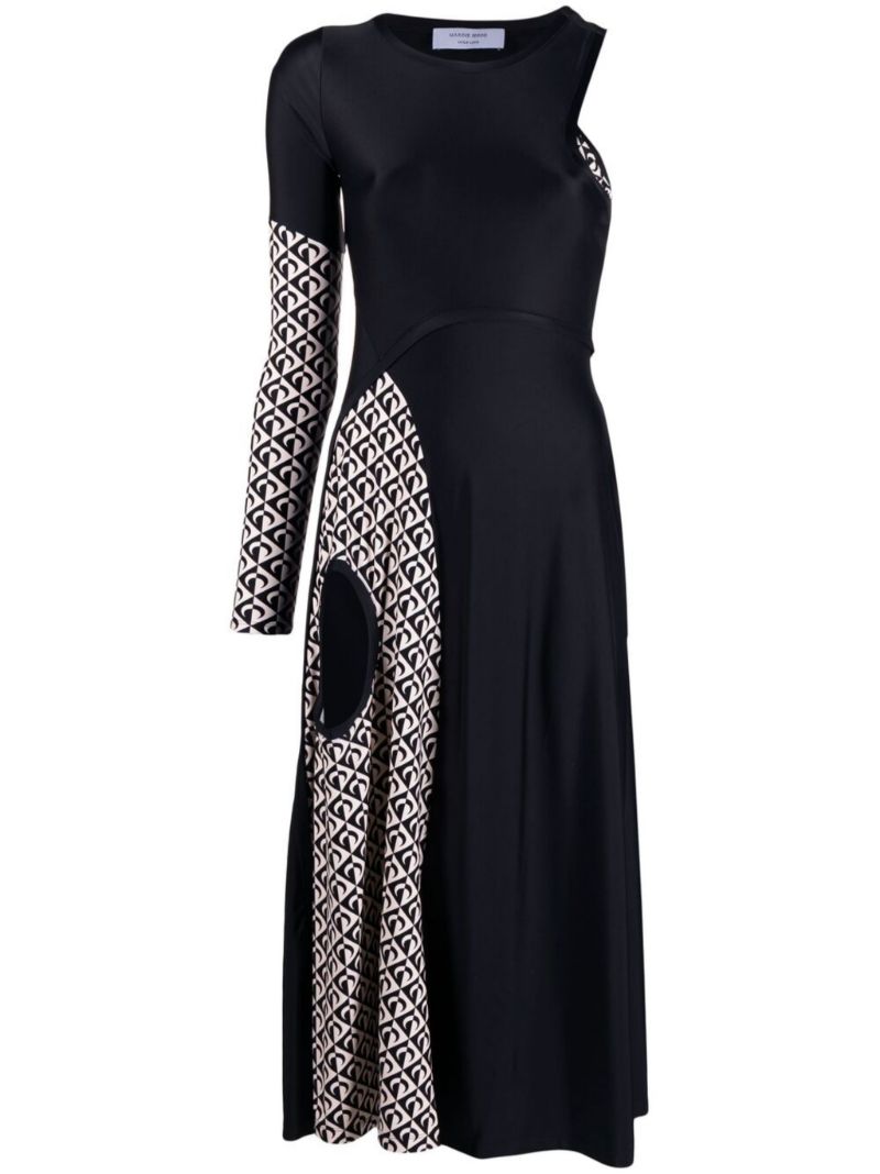 Black Patchwork Cut-out Dress