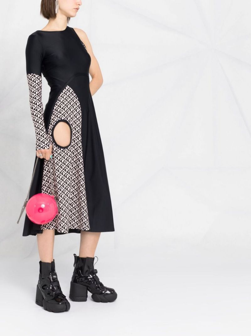 Black Patchwork Cut-out Dress