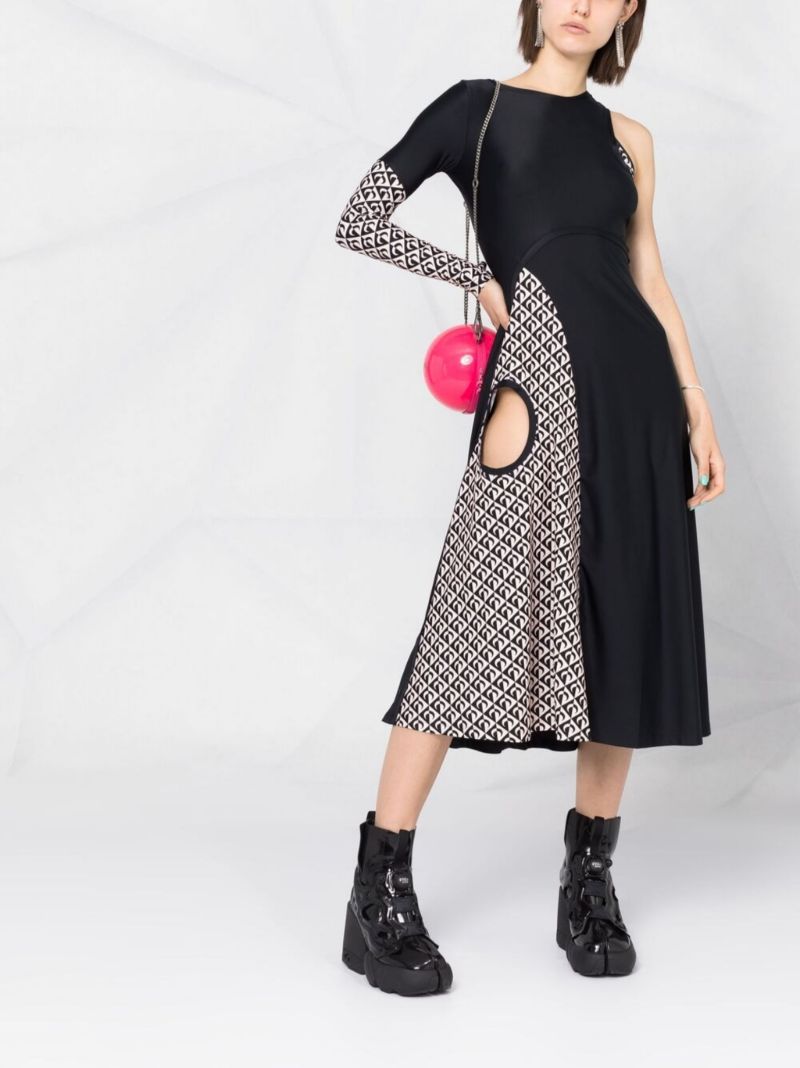 Black Patchwork Cut-out Dress