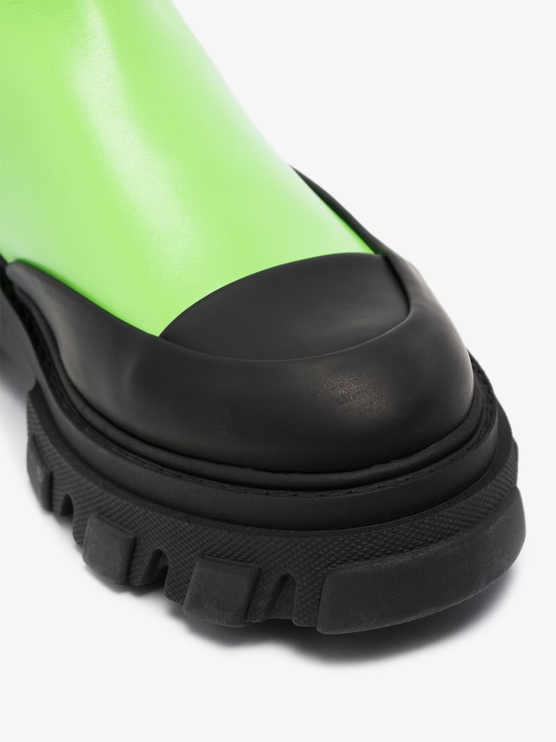 Green Chunky Leather Chelsea Boots