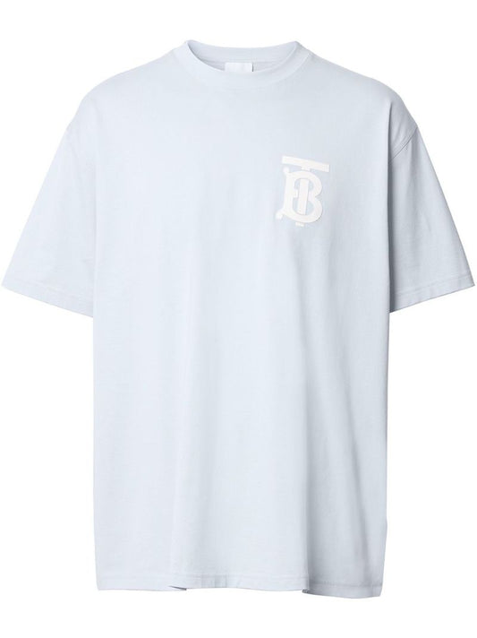 Blue Logo Print Cotton T-shirt