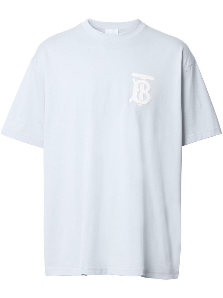Blue Logo Print Cotton T-shirt