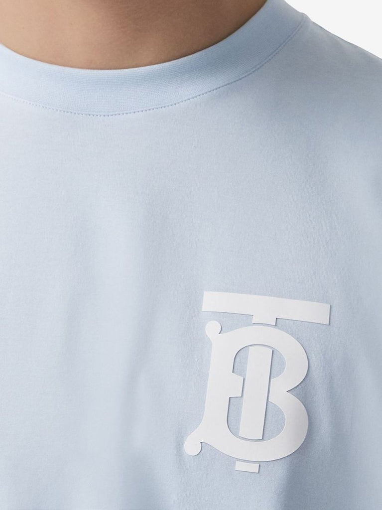 Blue Logo Print Cotton T-shirt