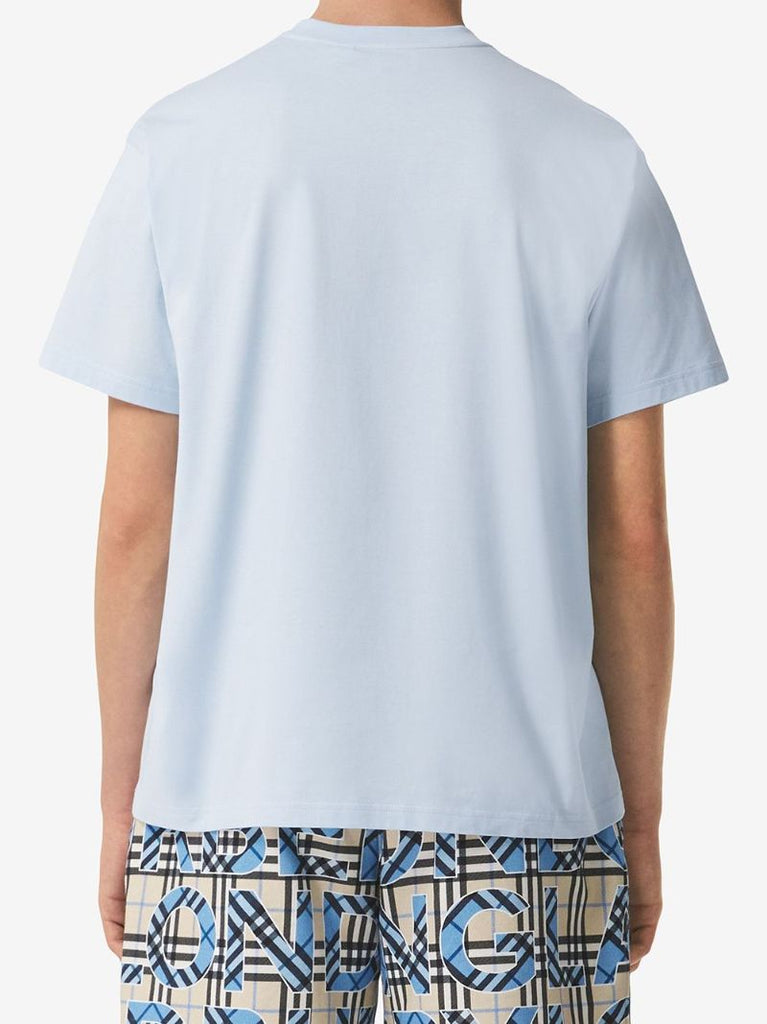 Blue Logo Print Cotton T-shirt