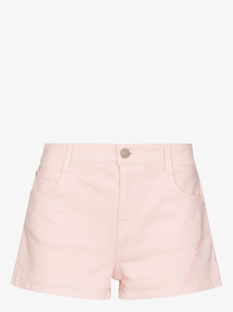 Embroidered Logo Denim Shorts