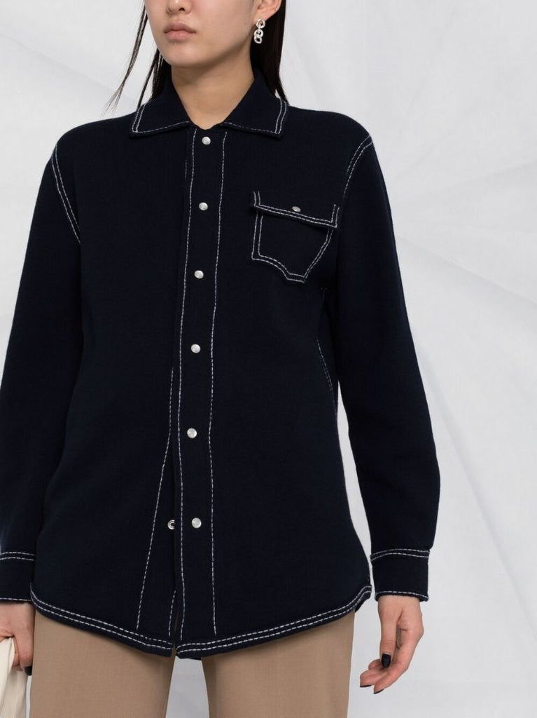 Navy Knitted Shirt