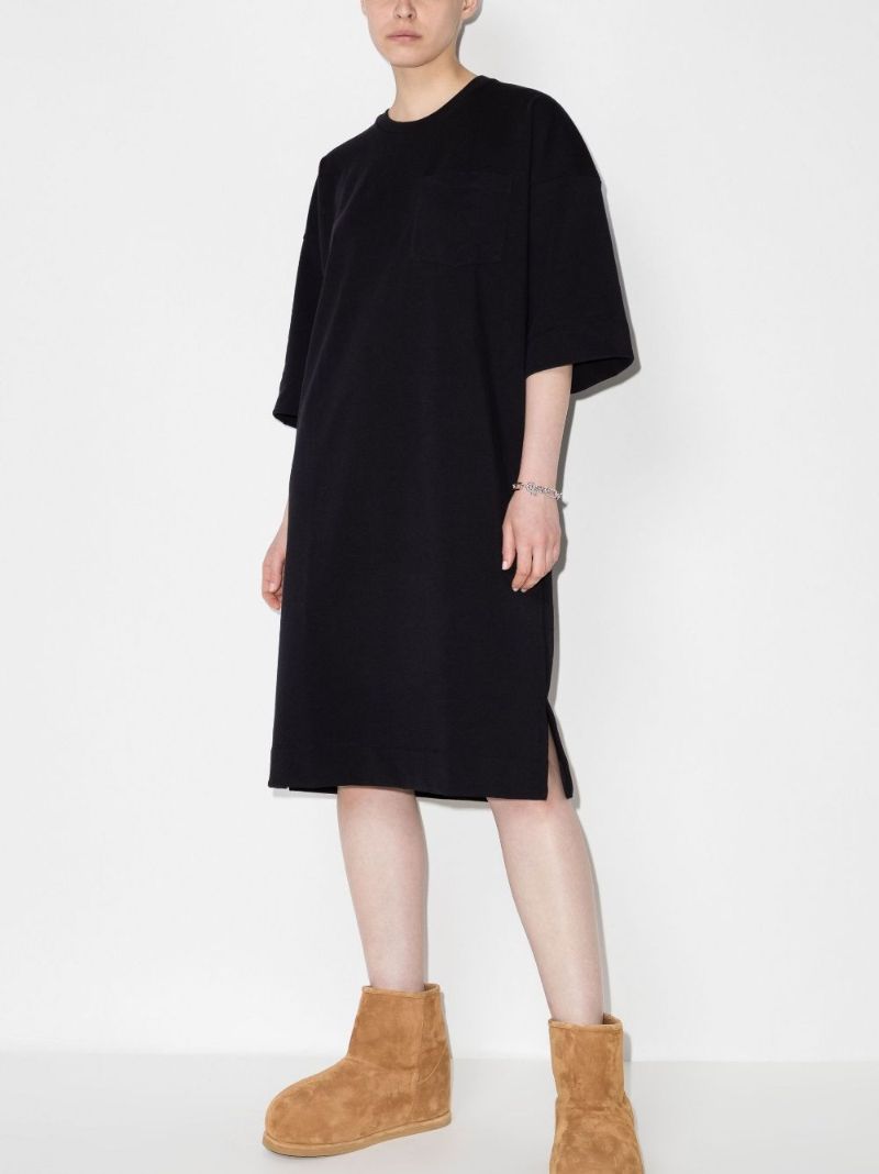 Black Logo Cotton Midi Dress