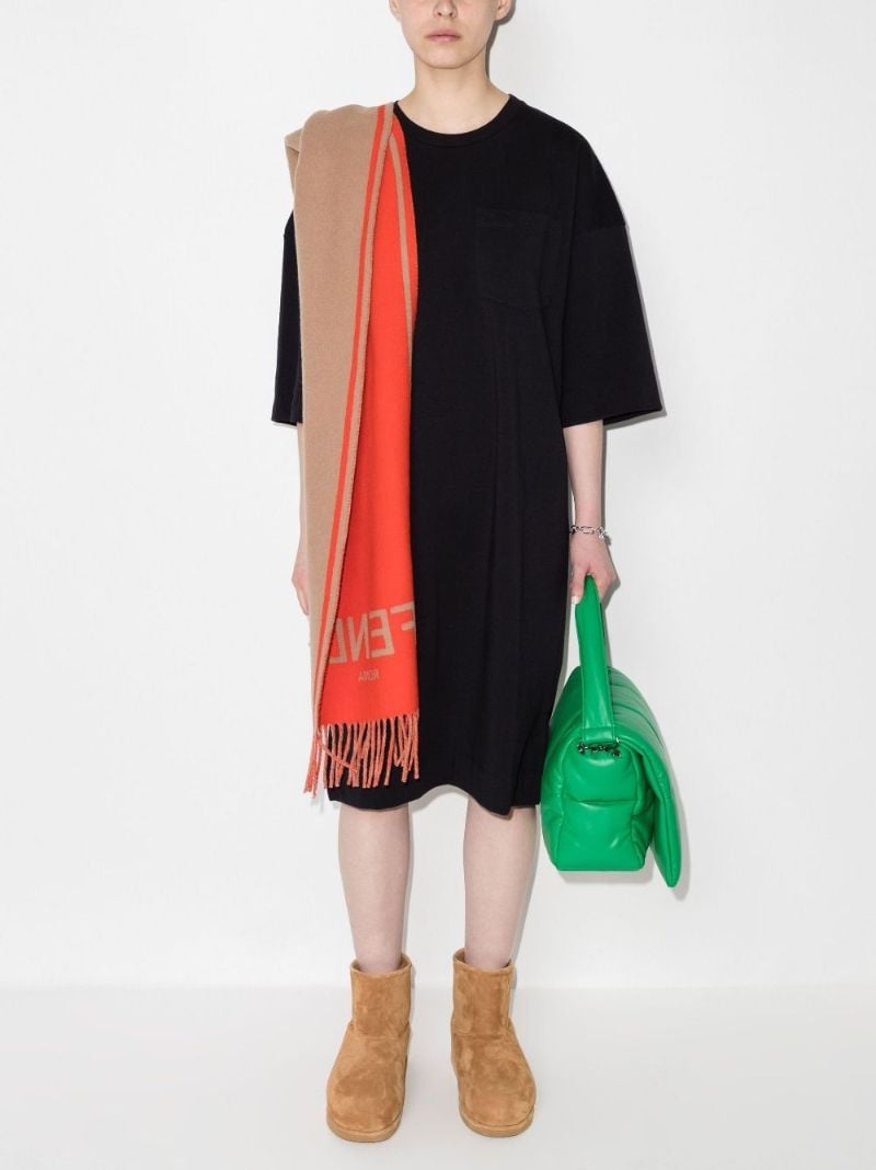 Black Logo Cotton Midi Dress