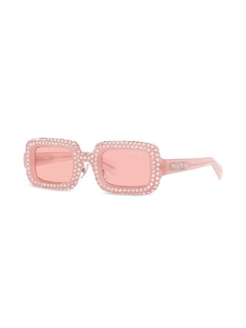 Pink Crystal-embellished Rectangle Sunglasses