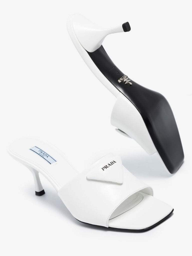 White 65 Leather Mules