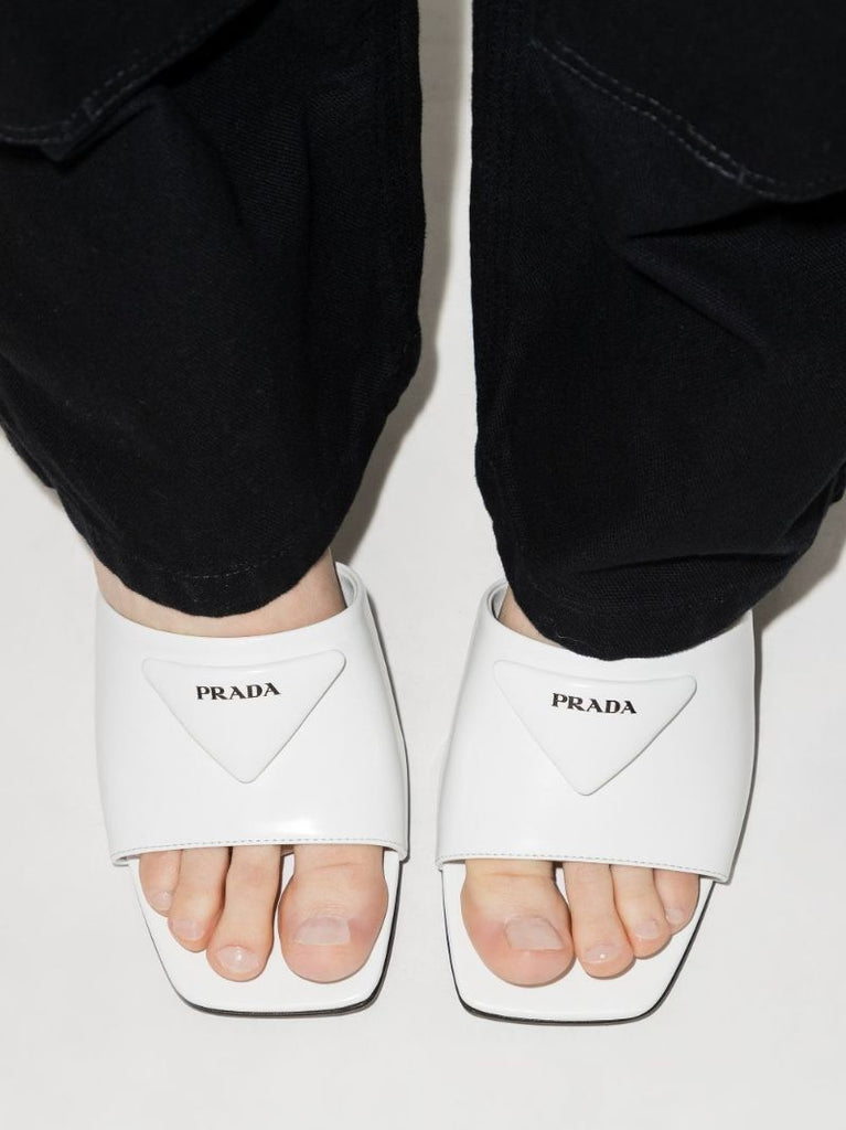 White 65 Leather Mules