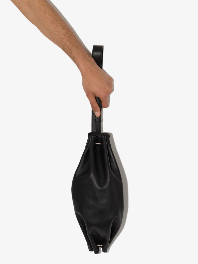 Black Ring Small Leather Cross Body Bag