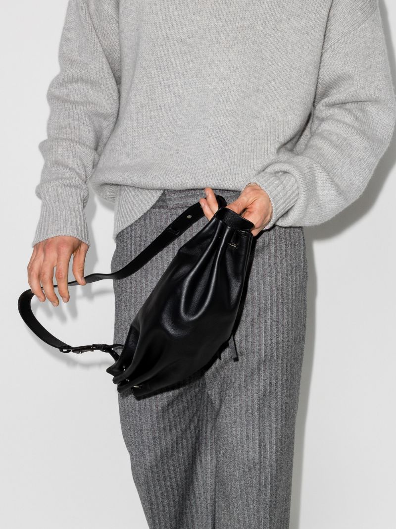 Black Ring Small Leather Cross Body Bag