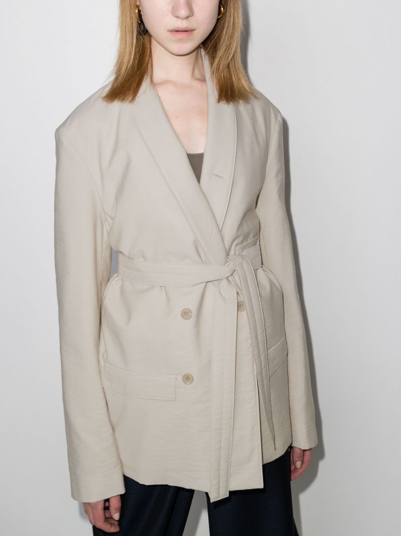 Wadded Double-breasted Tie Jacket