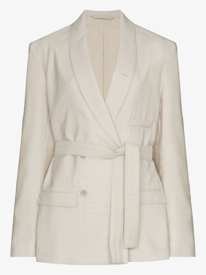 Wadded Double-breasted Tie Jacket
