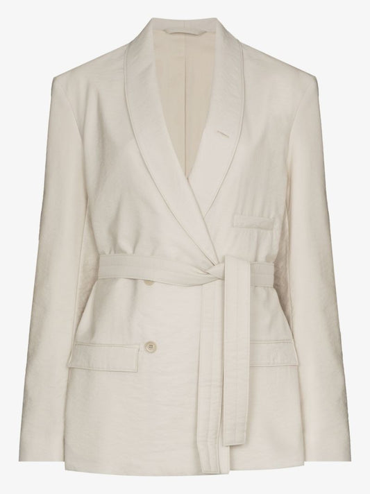 Wadded Double-breasted Tie Jacket
