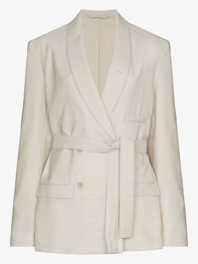 Wadded Double-breasted Tie Jacket