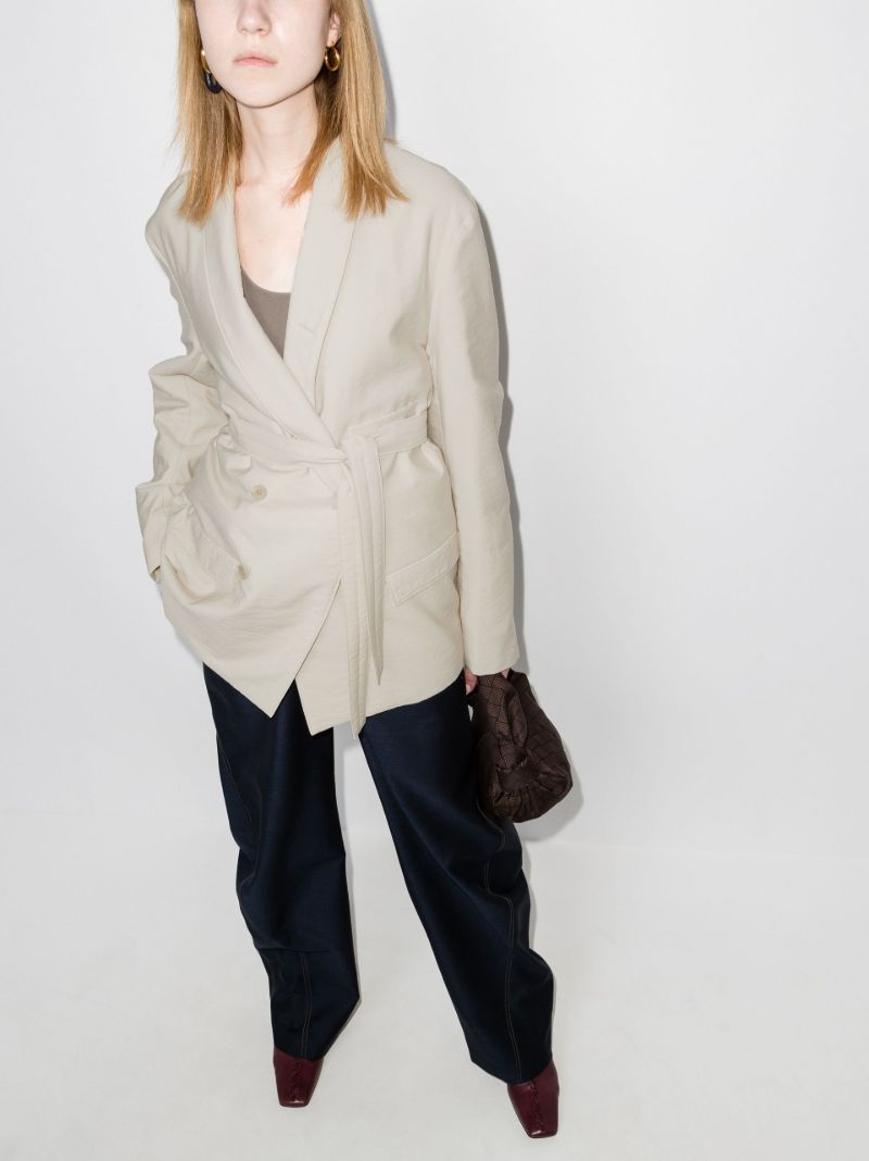 Wadded Double-breasted Tie Jacket