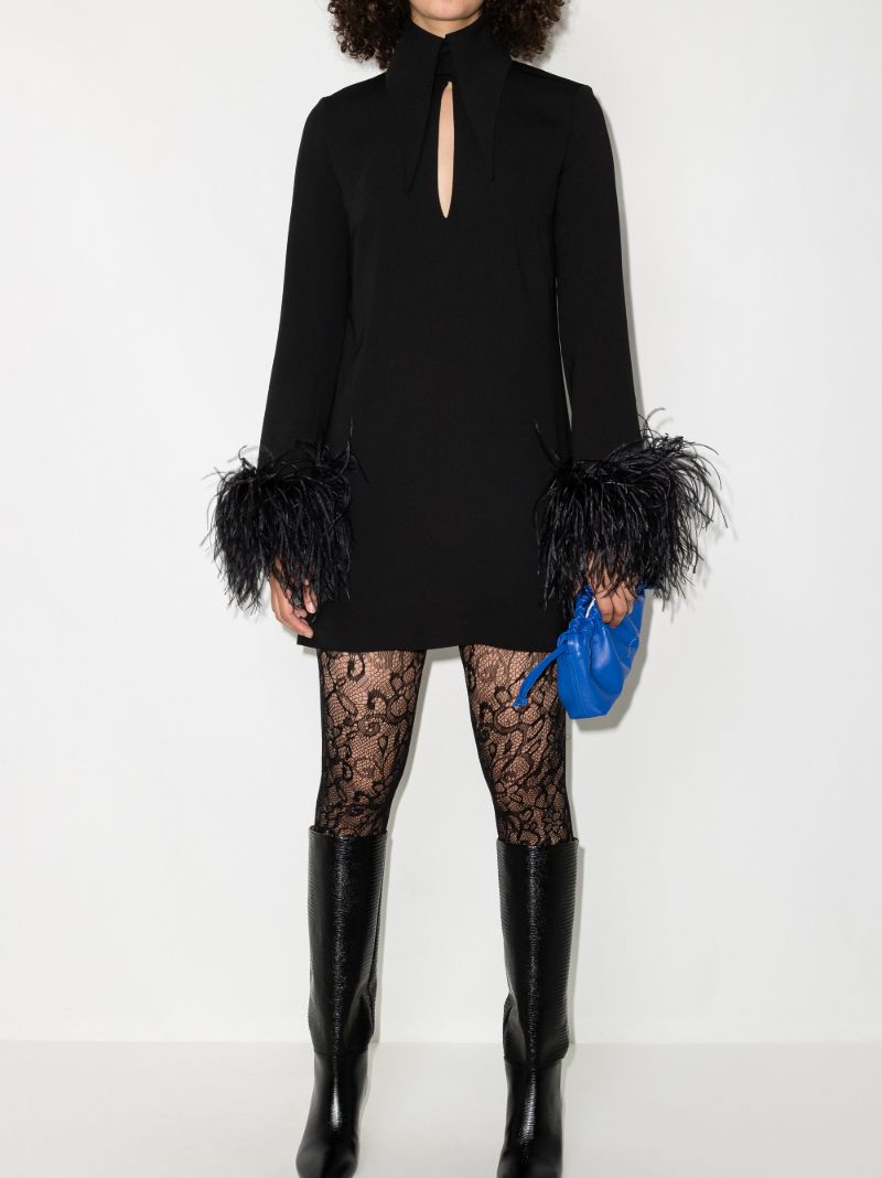 Michelle Feather Trim Mini Dress