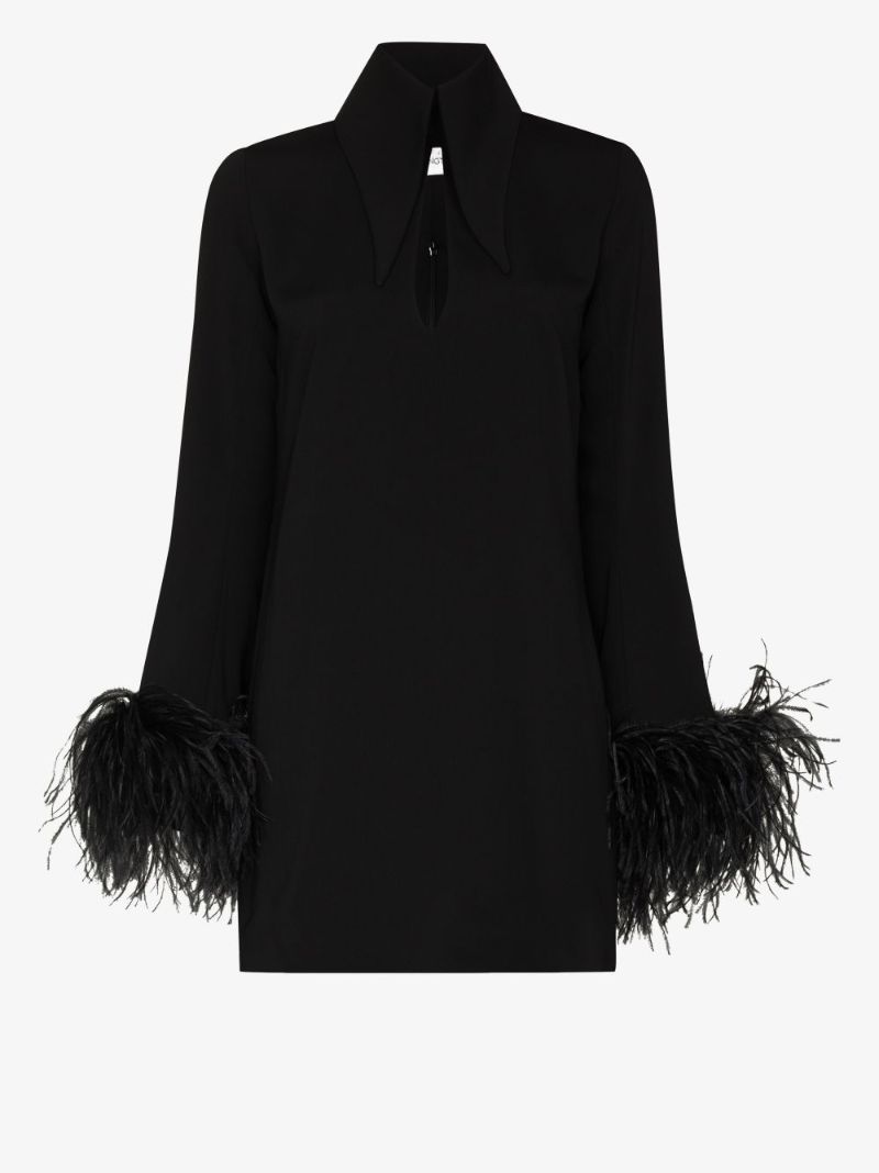 Michelle Feather Trim Mini Dress