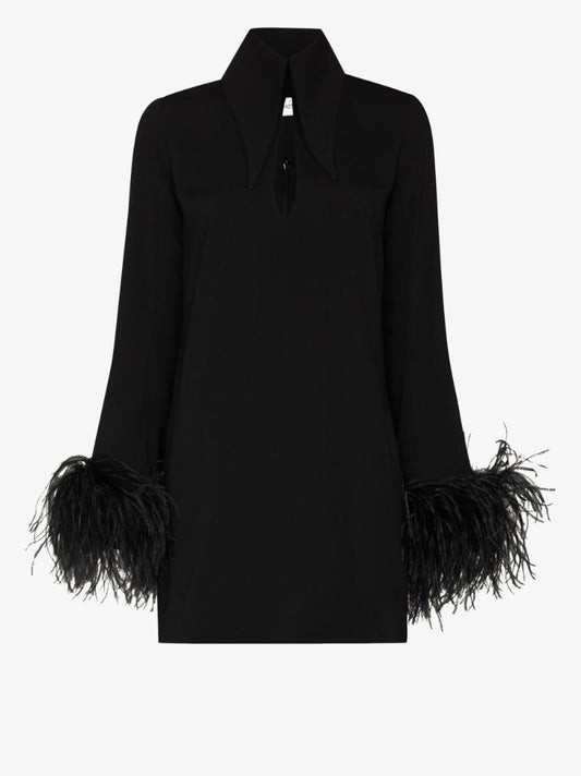 Michelle Feather Trim Mini Dress
