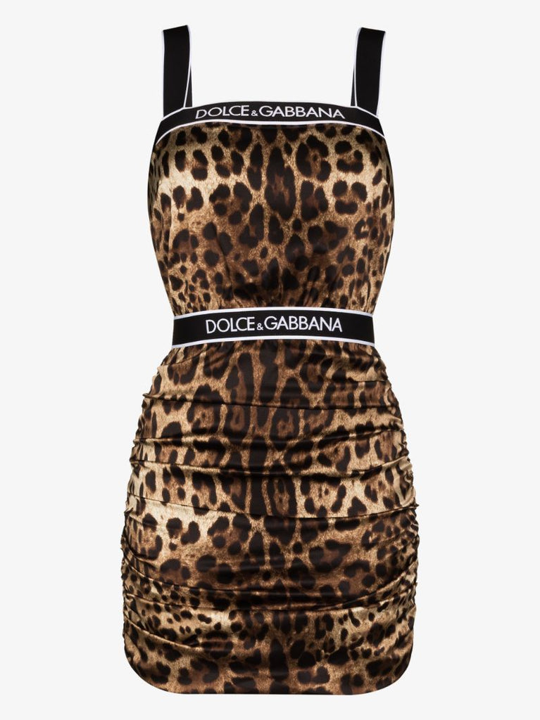 Leopard Print Silk Mini Dress