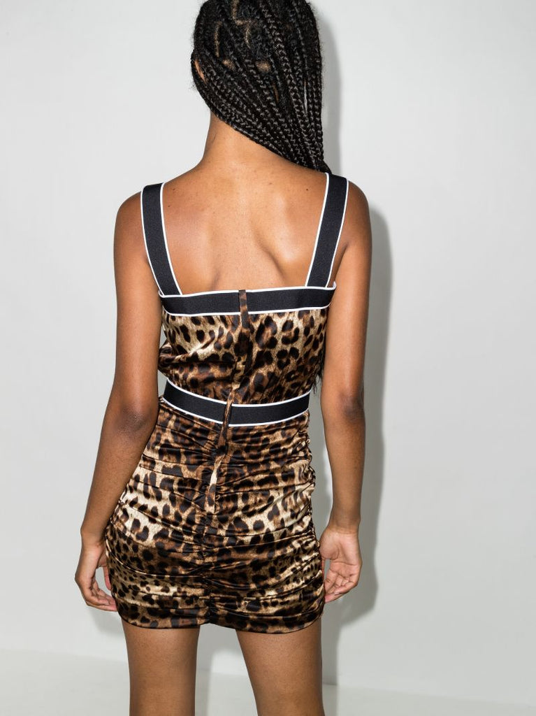 Leopard Print Silk Mini Dress
