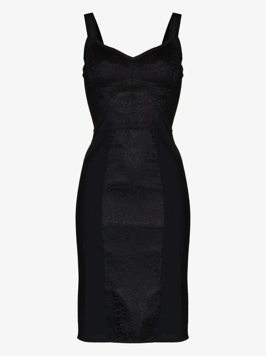 Black Lace Panel Mini Dress