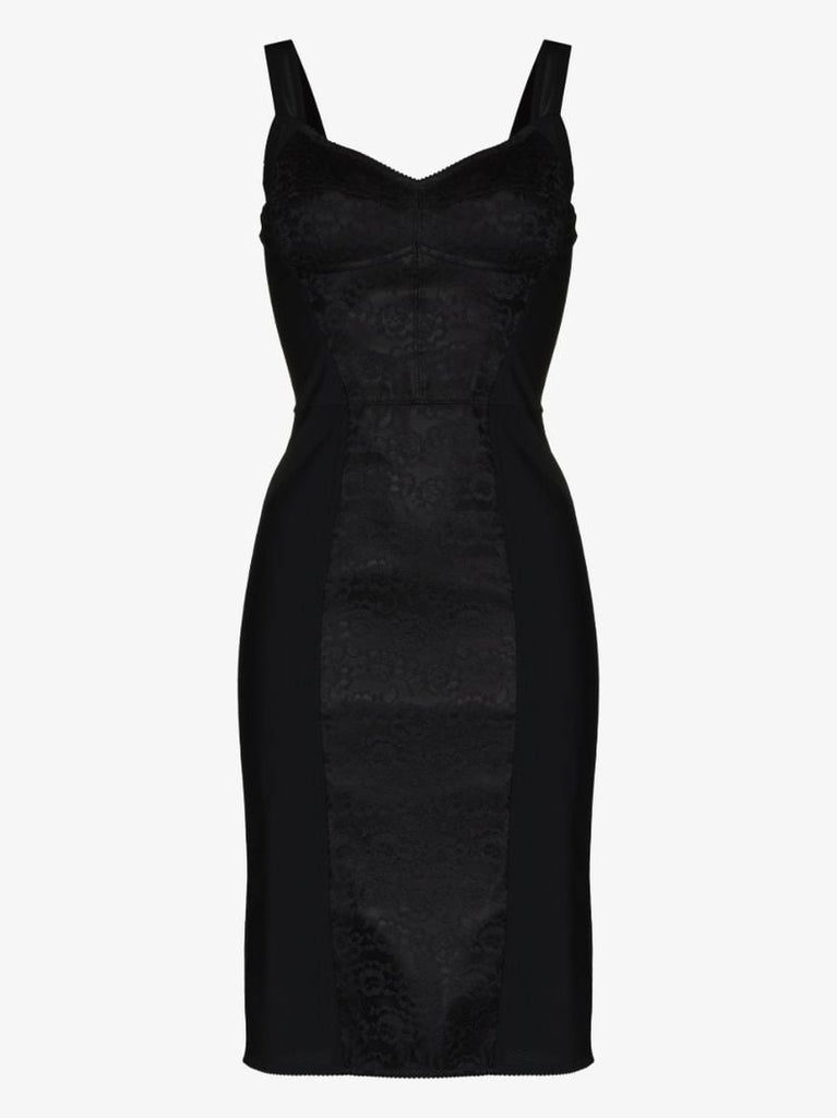 Black Lace Panel Mini Dress