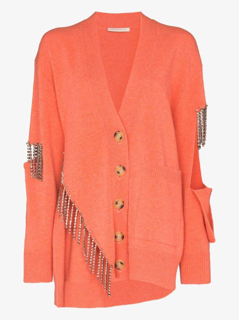 Crystal Trim Wool Cardigan