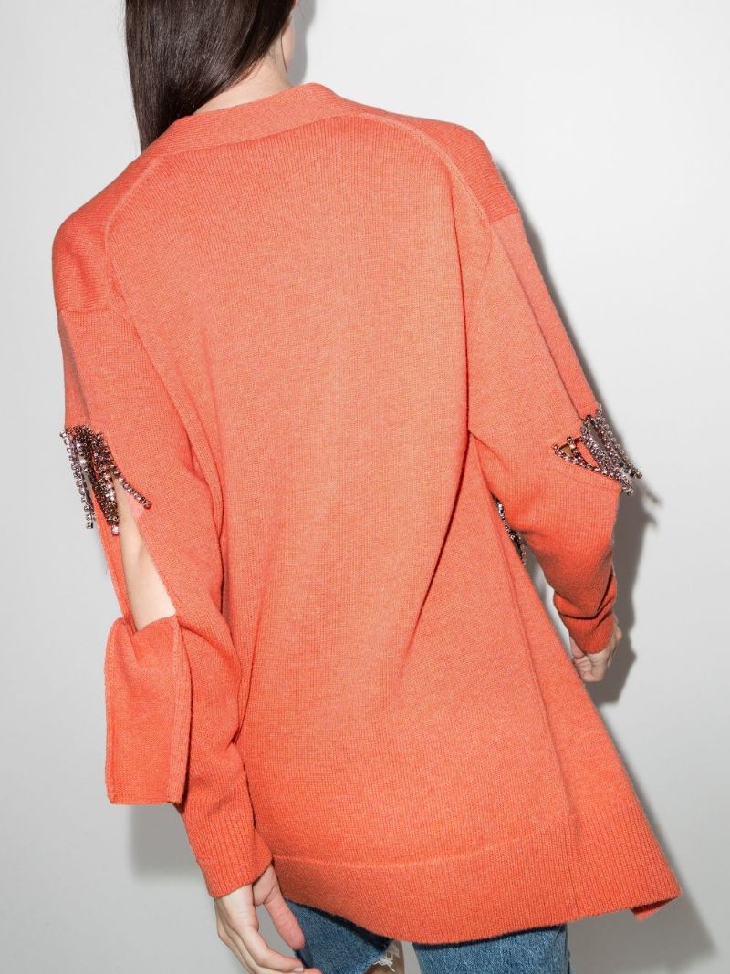 Crystal Trim Wool Cardigan