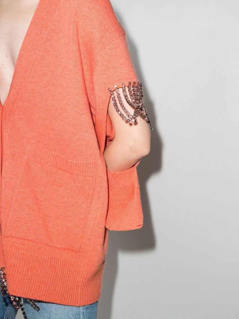 Crystal Trim Wool Cardigan