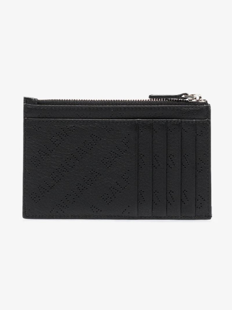 Black Logo Letters Leather Card Holder