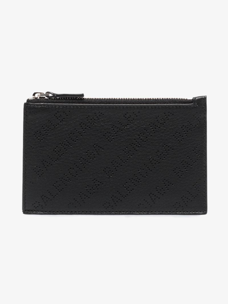 Black Logo Letters Leather Card Holder